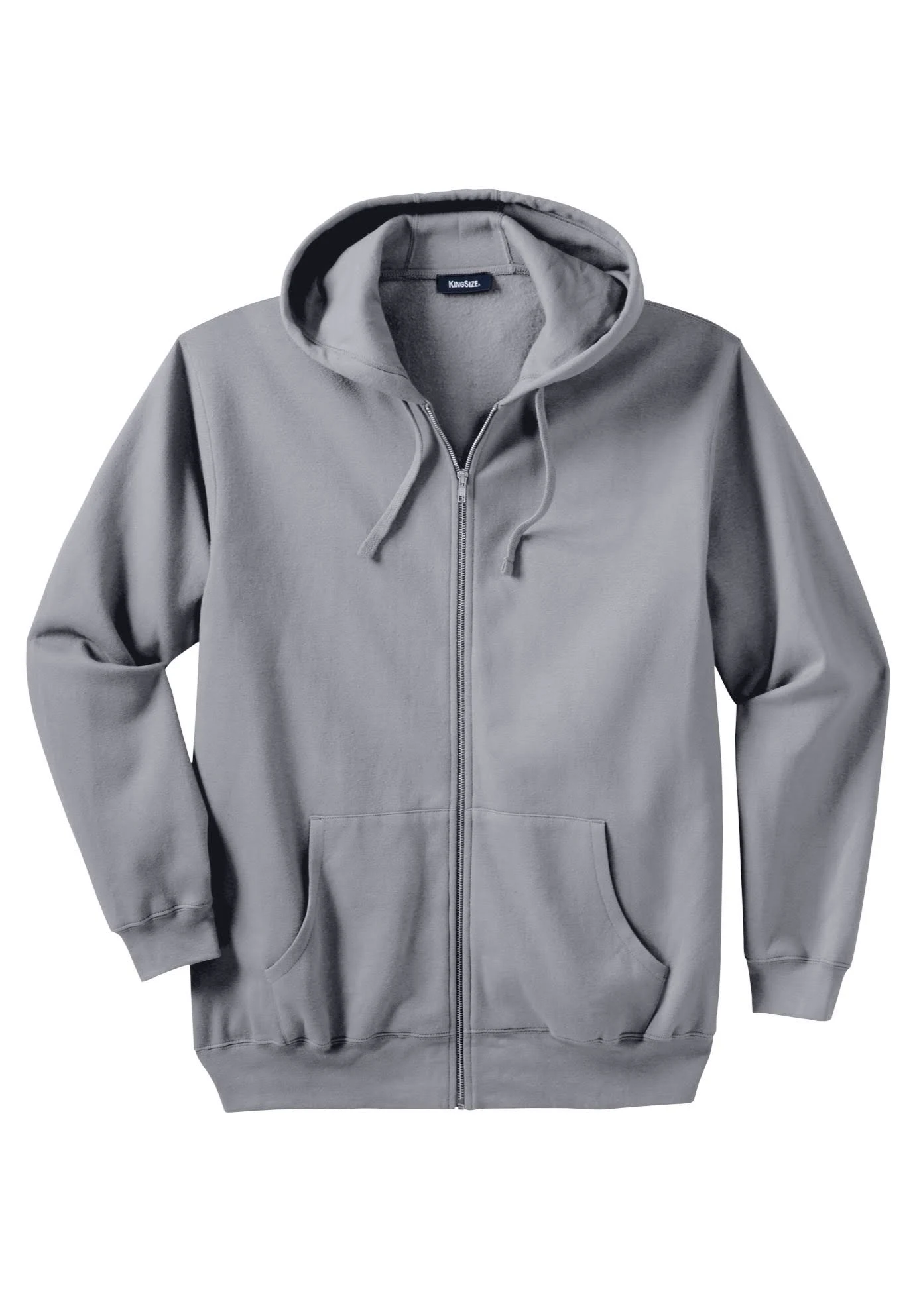 Men&s Big u0026 Tall Fleece Zip-Front Hoodie by KingSize in Grey (Size 2XL)