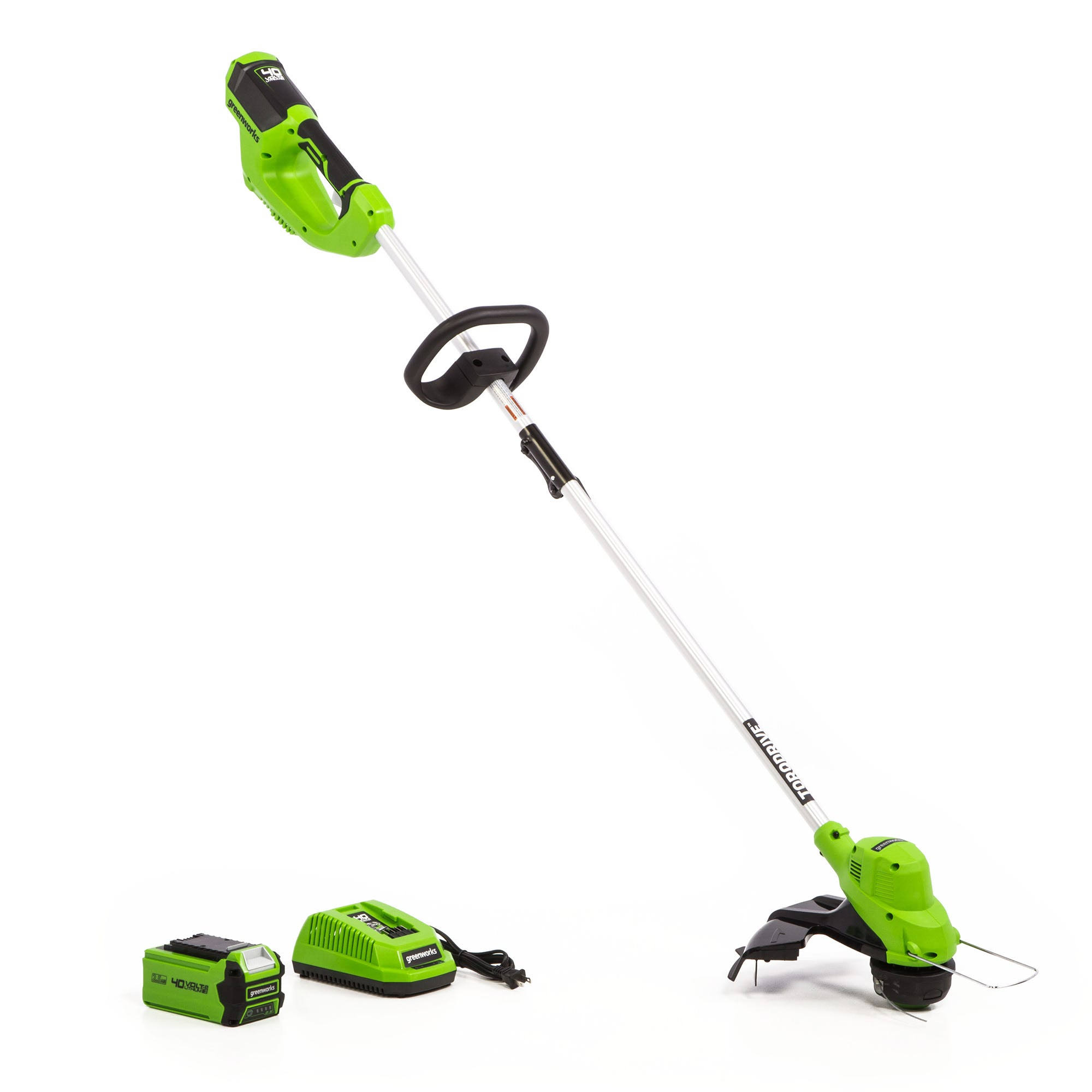 Greenworks 40V 15-inch Straight Shaft String Trimmer 2.5Ah Battery and Quick Charger Included 2111802