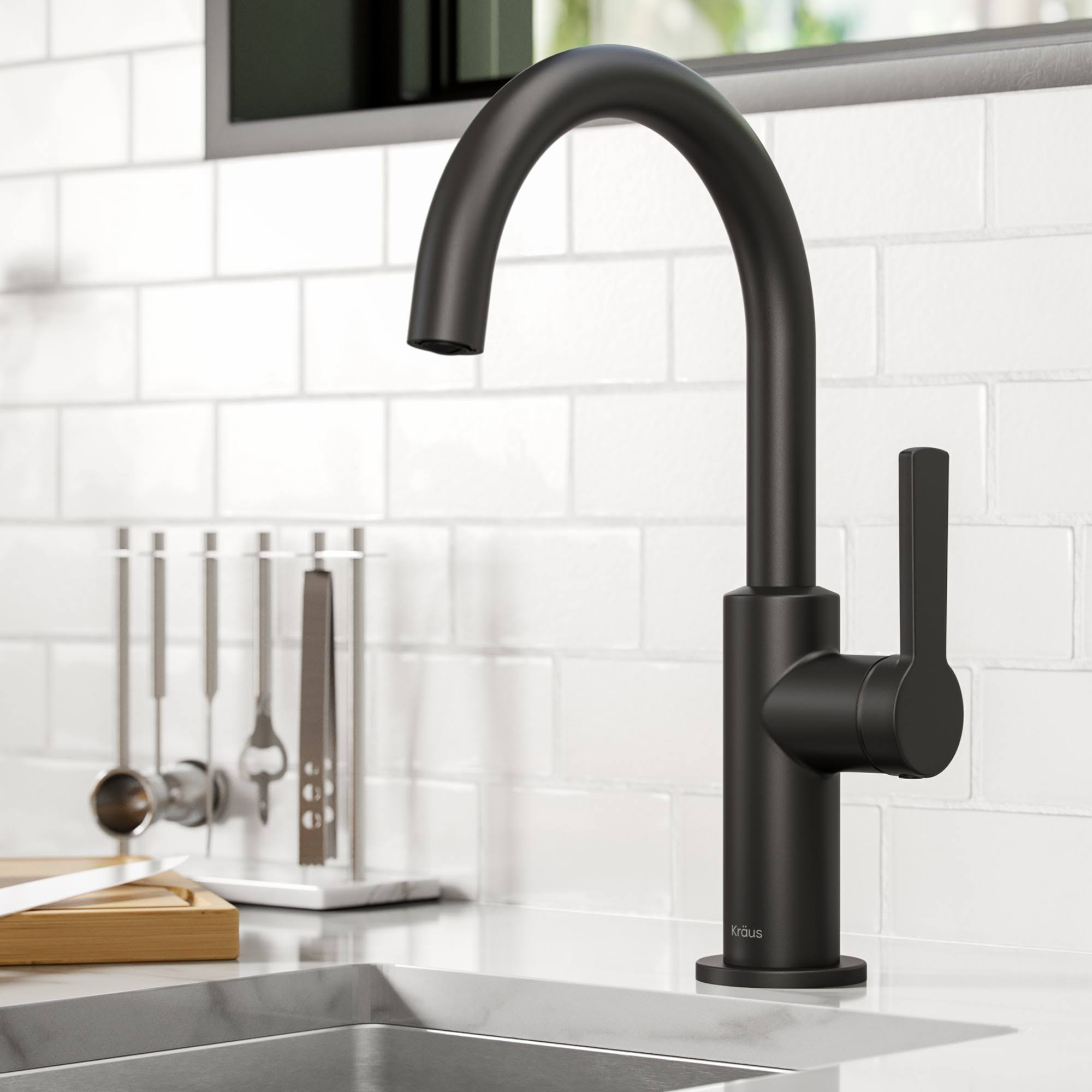 Kraus KPF-2822MB Oletto Single Handle Kitchen Bar Faucet Matte Black