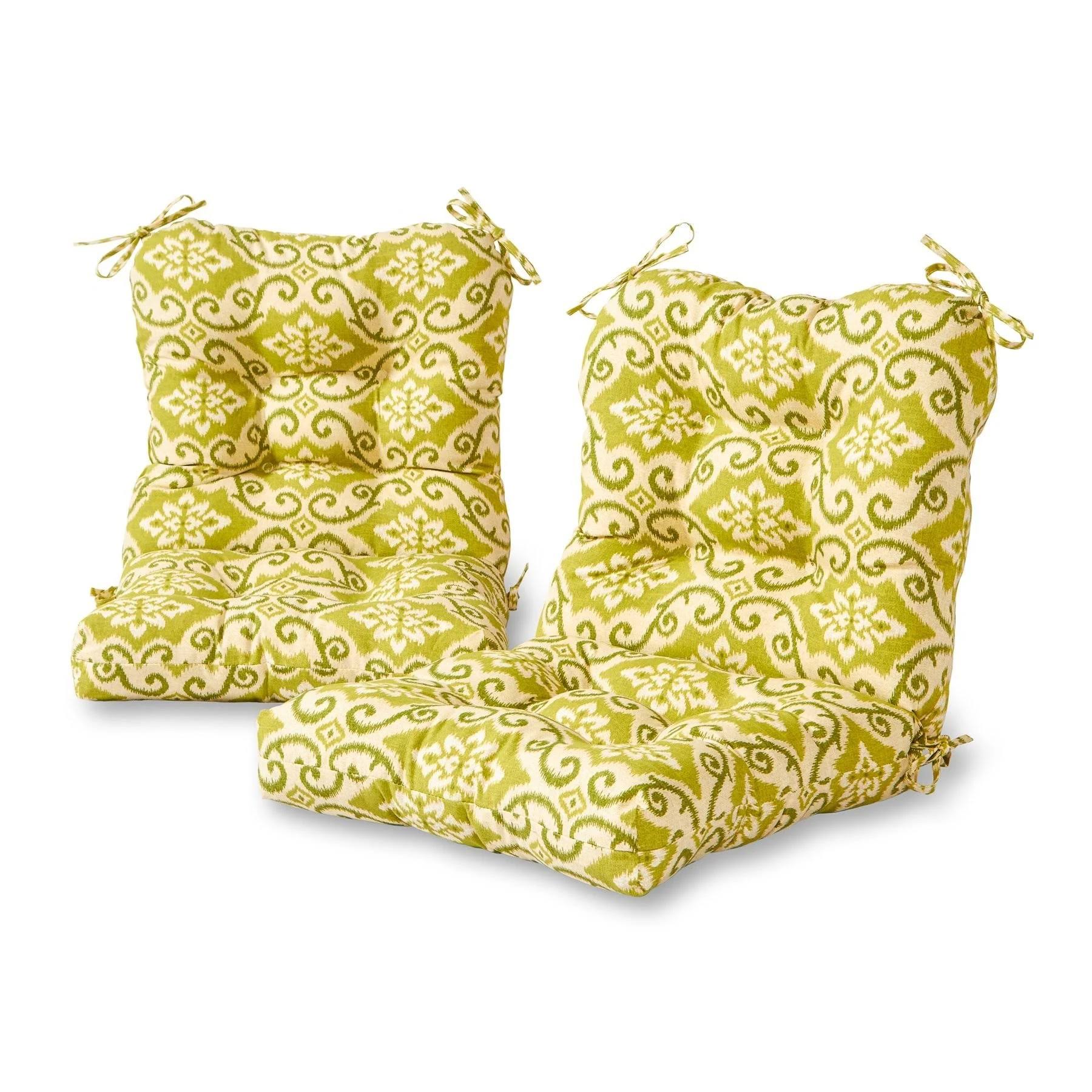 Greendale Home Fashions Green Ikat Outdoor Chair CUSHION, Set of 2