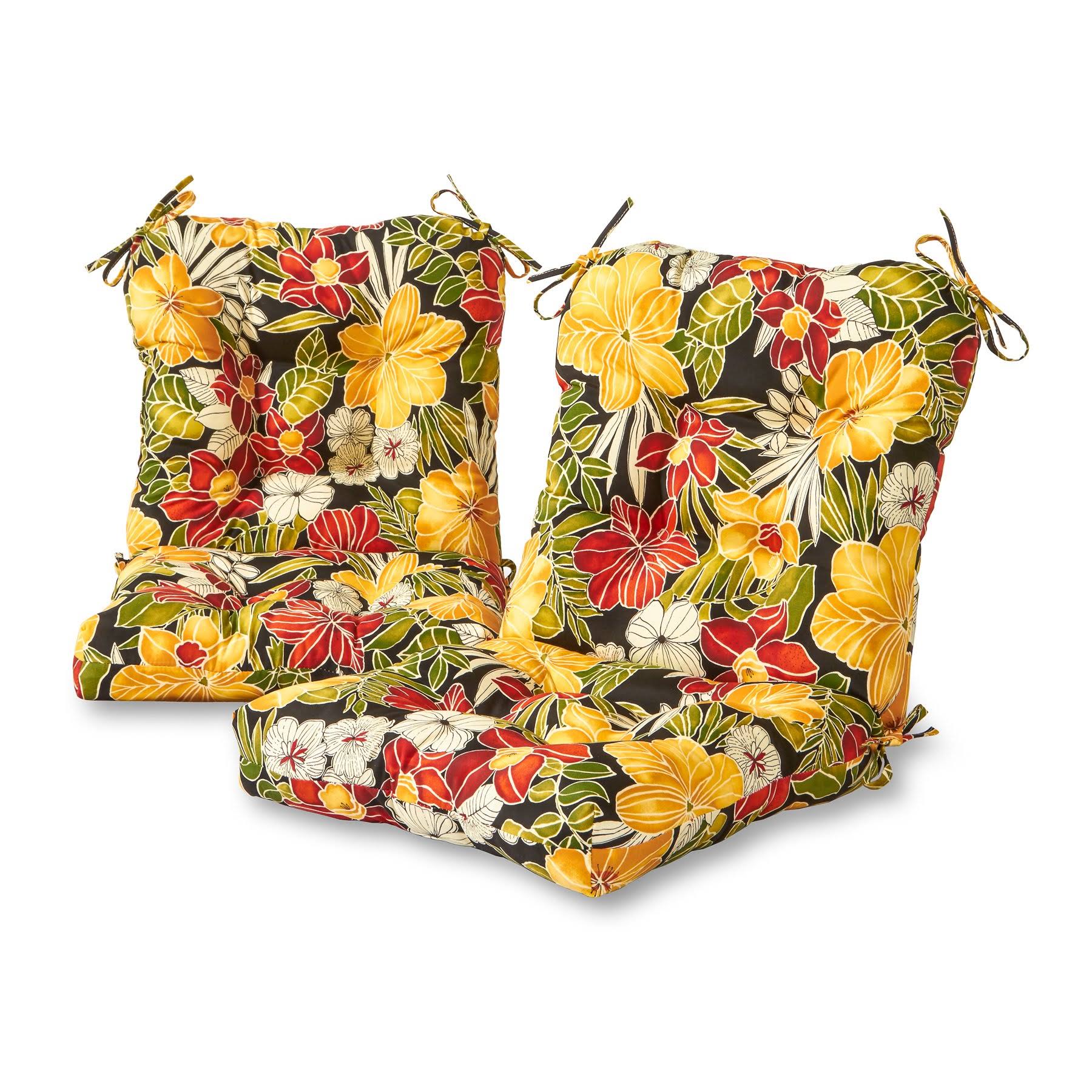 Greendale Home Fashions Outdoor Chair Cushions - Prints - Set of 2, Aloha Black