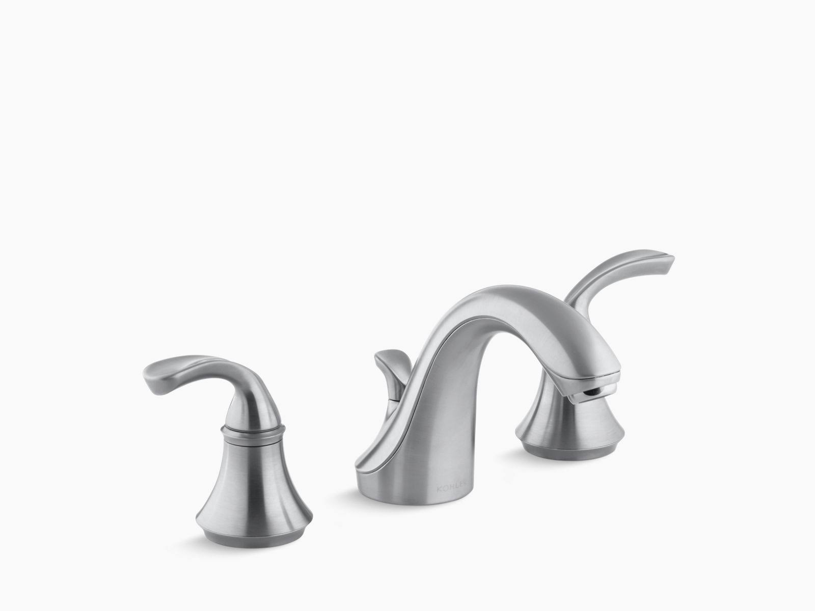 Kohler K-10272-4-G Brushed Chrome Forte Widespread Bathroom Faucet with Sculpted Lever Handles