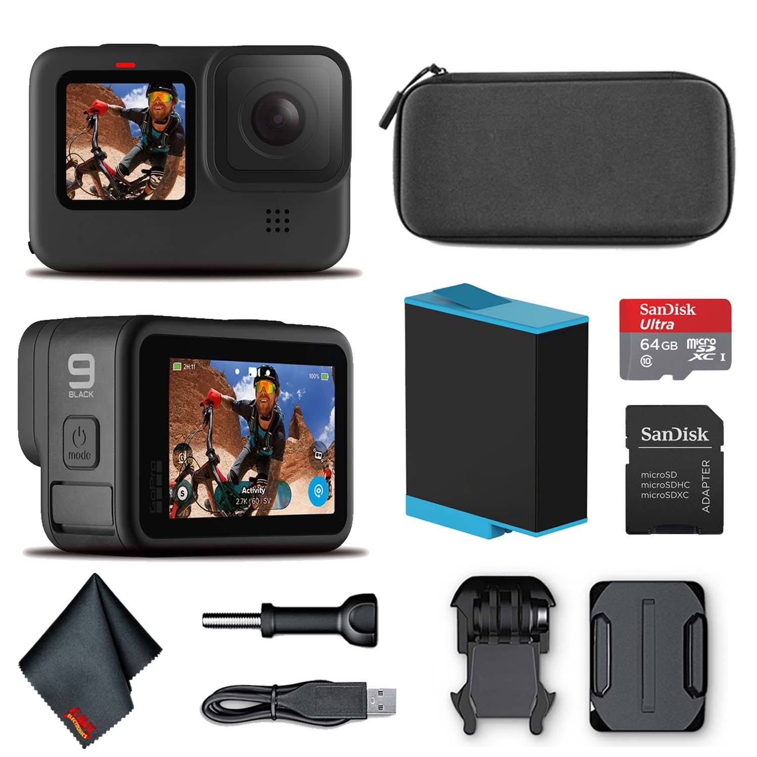 GoPro Hero9 Black - Waterproof Action Camera + 64GB Card and Cleaning Cloth