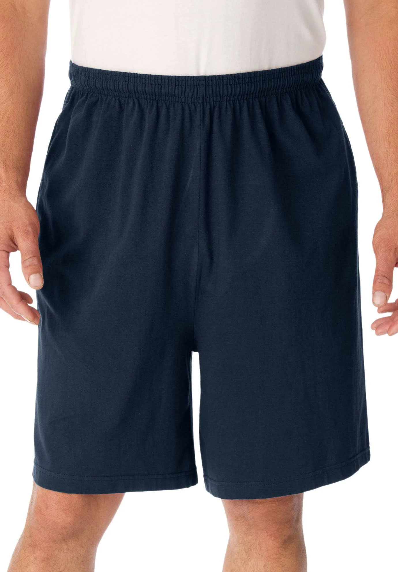 Men&s Big u0026 Tall Lightweight Jersey Shorts by KingSize in Navy (Size 2XL)