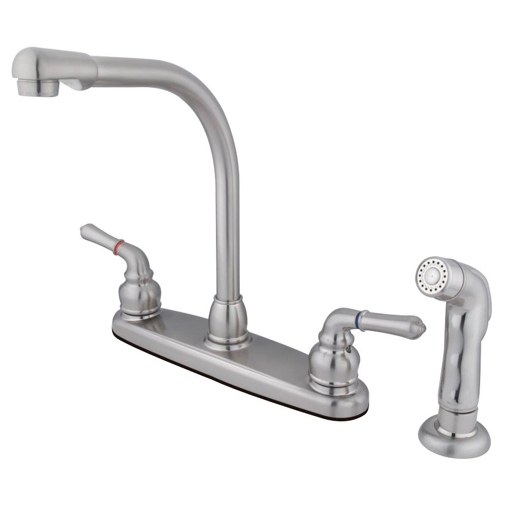Kingston Brass KB758SP Magellan 8x22 High Arch Kitchen Faucet with Sprayer, Satin Nickel