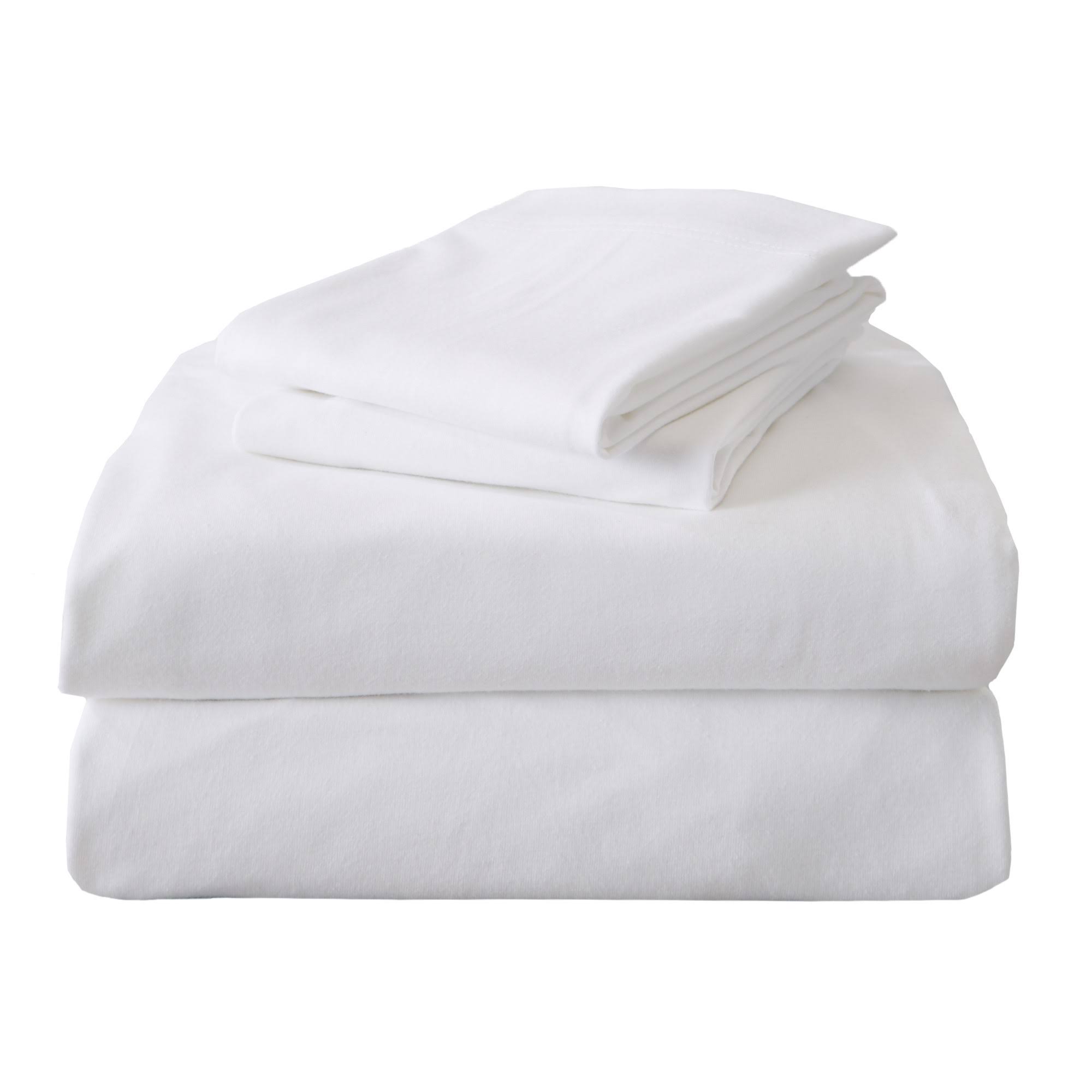 Great Bay Home Flannel Jersey Knit Sheet Set California King White