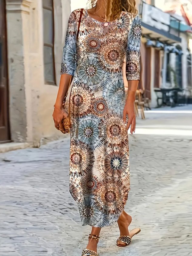 Elegant Floral Lace Embroidered Linen Blend Maxi Dress