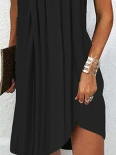 V Neck Casual Plain Loose Dress