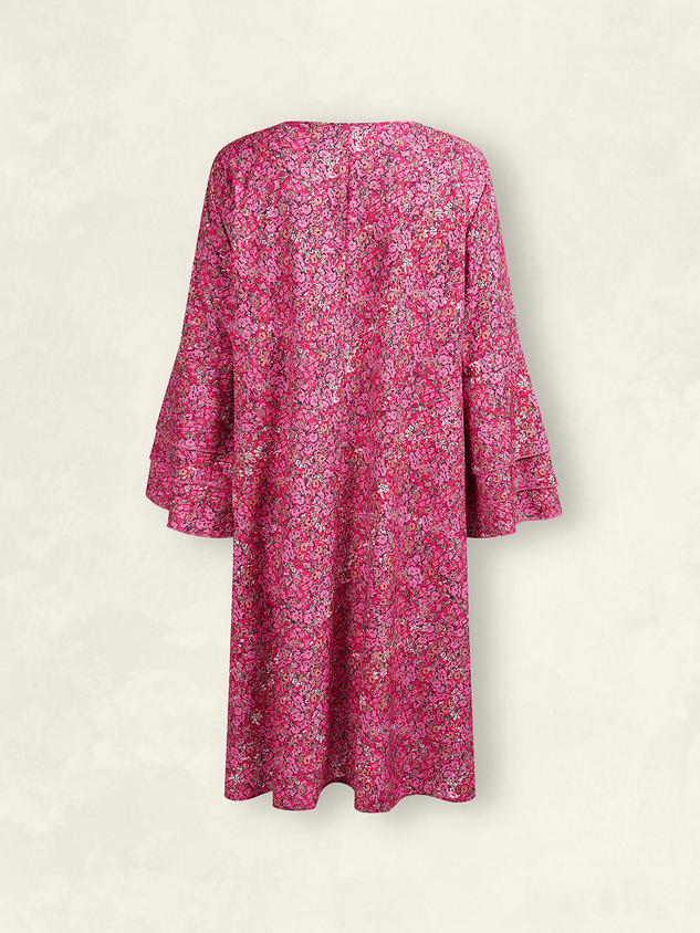 V Neck Loosen Romantic Short Sleeve Woven Dress