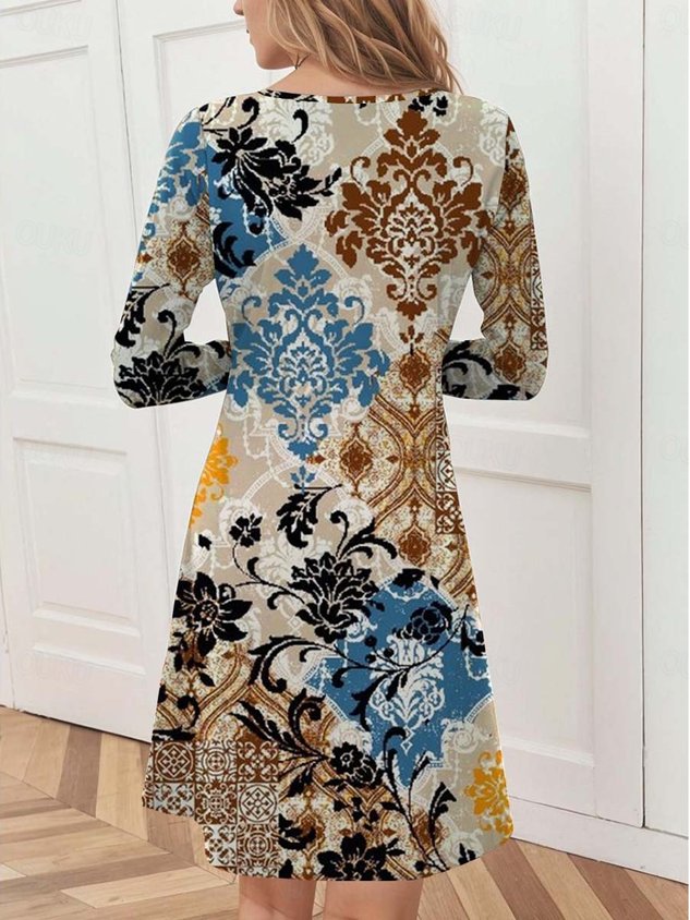 Women's Vintage Floral Art Print Dress