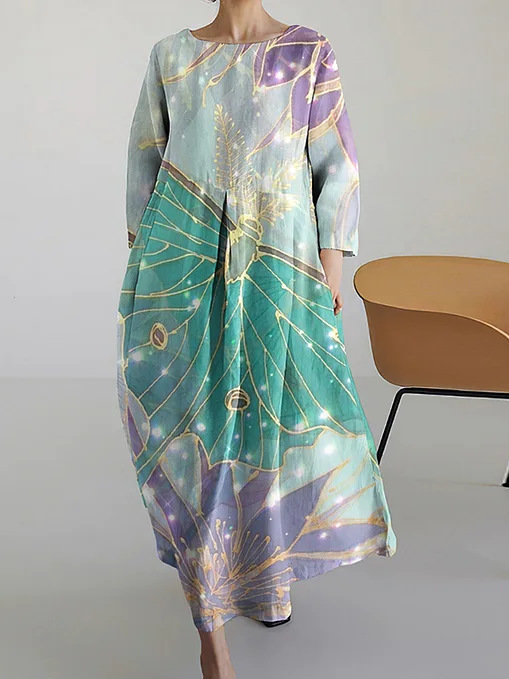 Casual Crew Neck Loose Dress With No