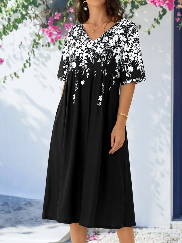 Elegant Loose Floral Dress