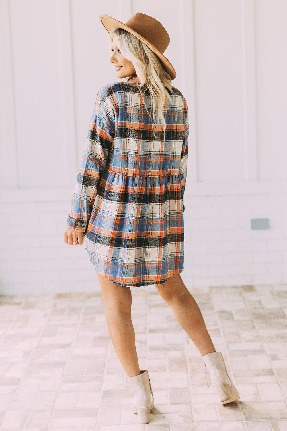 Multicolor Plaid Button Down Ruffled Shirt Winter Outfits Jacket