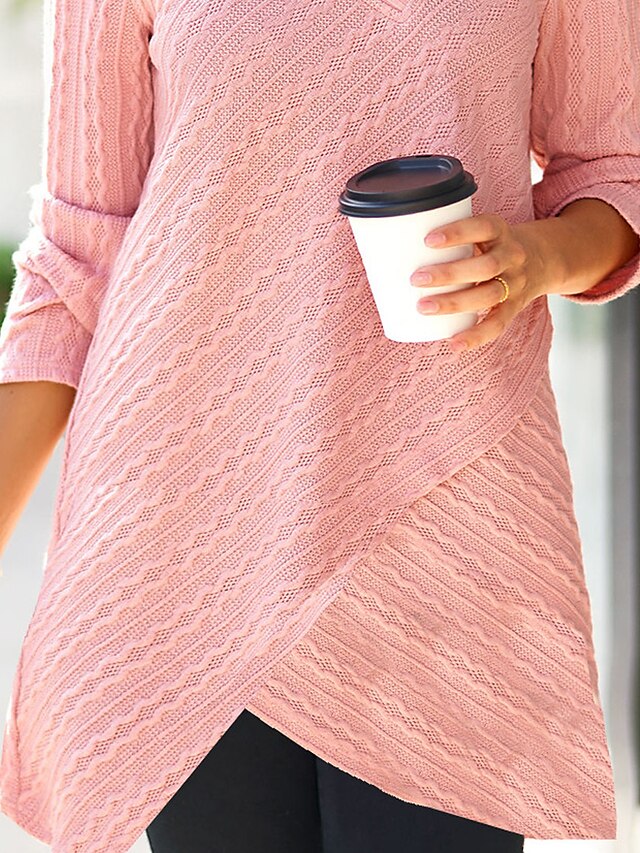 Women's Casual Dress Sweater Dress Winter Dress Mini Dress Button Ribbed Daily Date Going out Fashion Modern V Neck Long Sleeve 2023 Loose Fit Pink Color S M L XL XXL Size