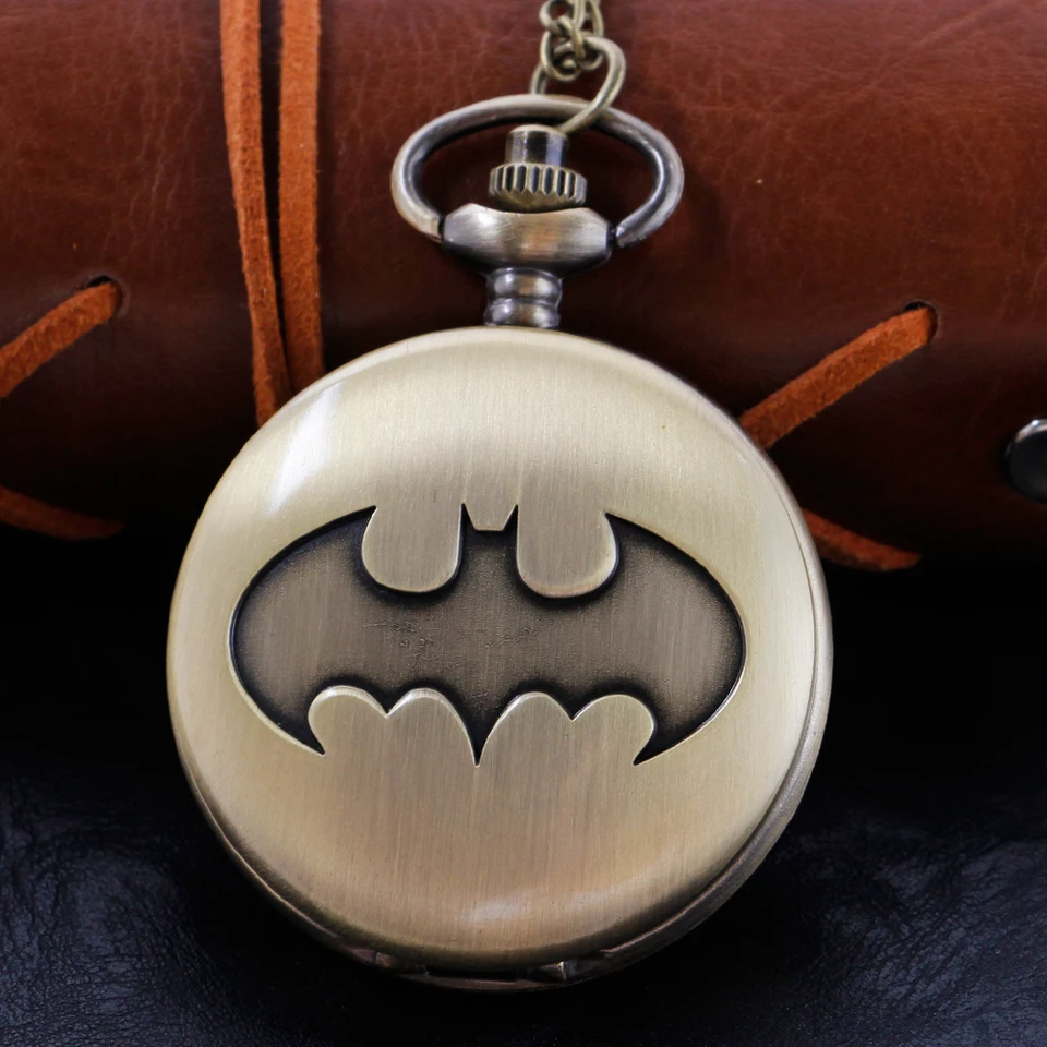 Bronze Vintage Bat Quartz Pocket Watch High Quality Unisex Necklace