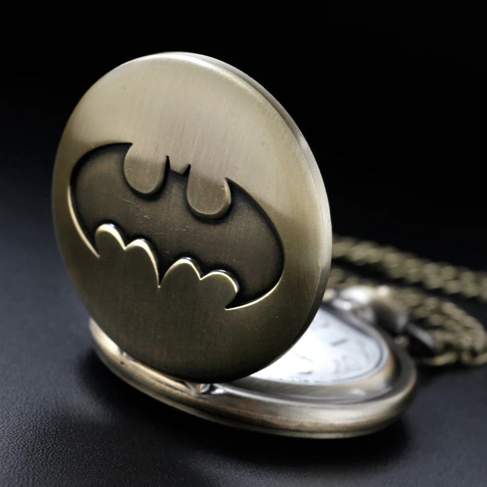 Bronze Vintage Bat Quartz Pocket Watch High Quality Unisex Necklace
