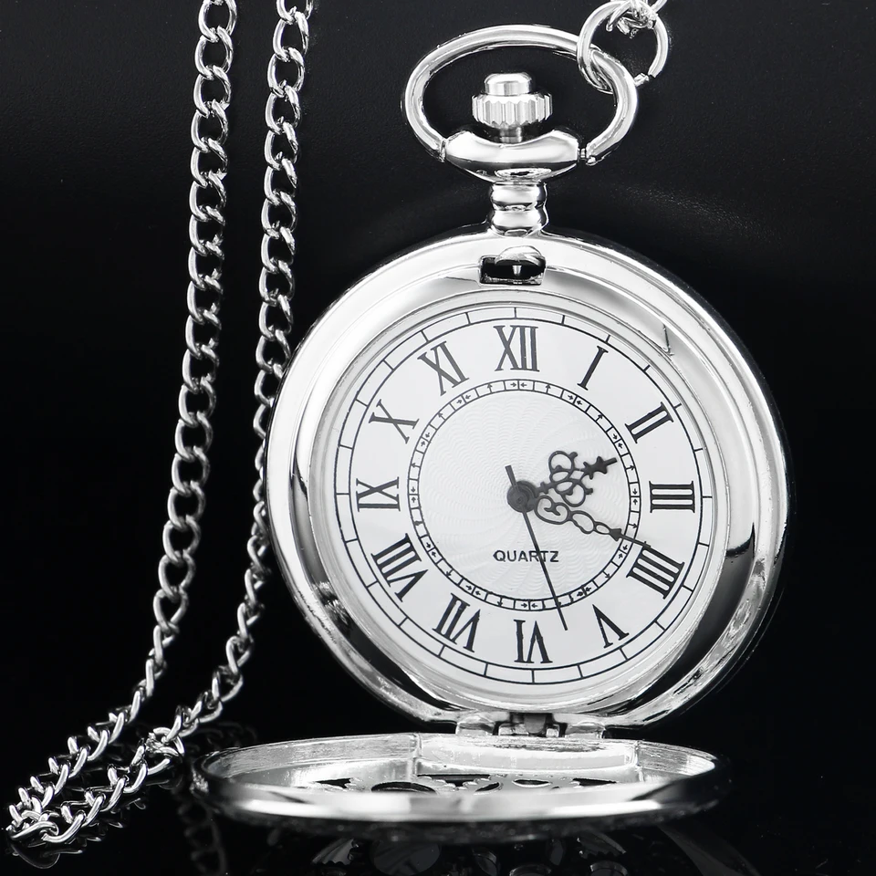 Steampunk Silver Gold Vintage Hollow Gear Hollow Quartz Pocket Watch