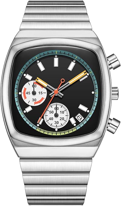 CILOA Mens Watches Chronograph Stainless Steel Waterproof Date Analog Business Fashion Wristwatch for Men