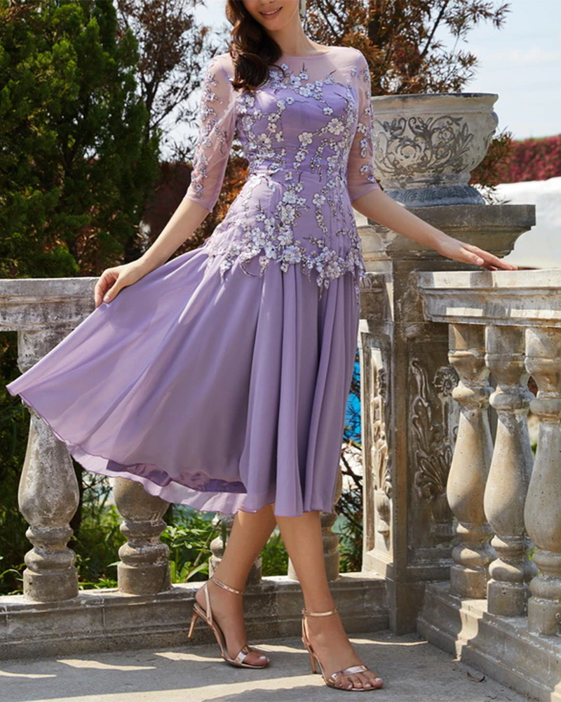 ELEGANT LACE JACQUARD MIDI DRESS