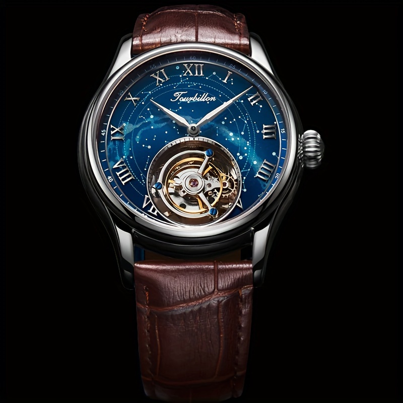 AESOP Real Tourbillon Mechanical Watch, Double-sided Hollow Men's Waterproof Wristwatch