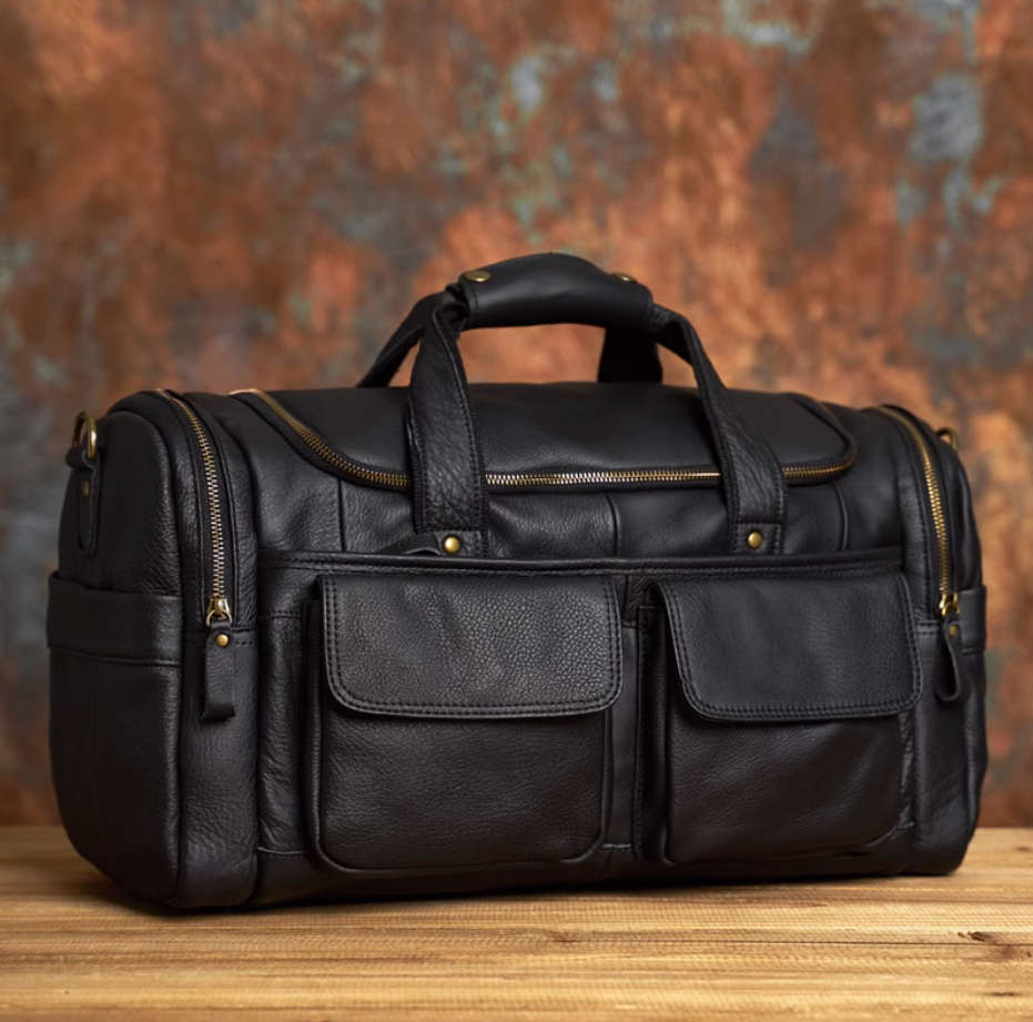 New men's leather retro luggage bag large capacity cowhide short trip bag fashion leisure crossbody bag