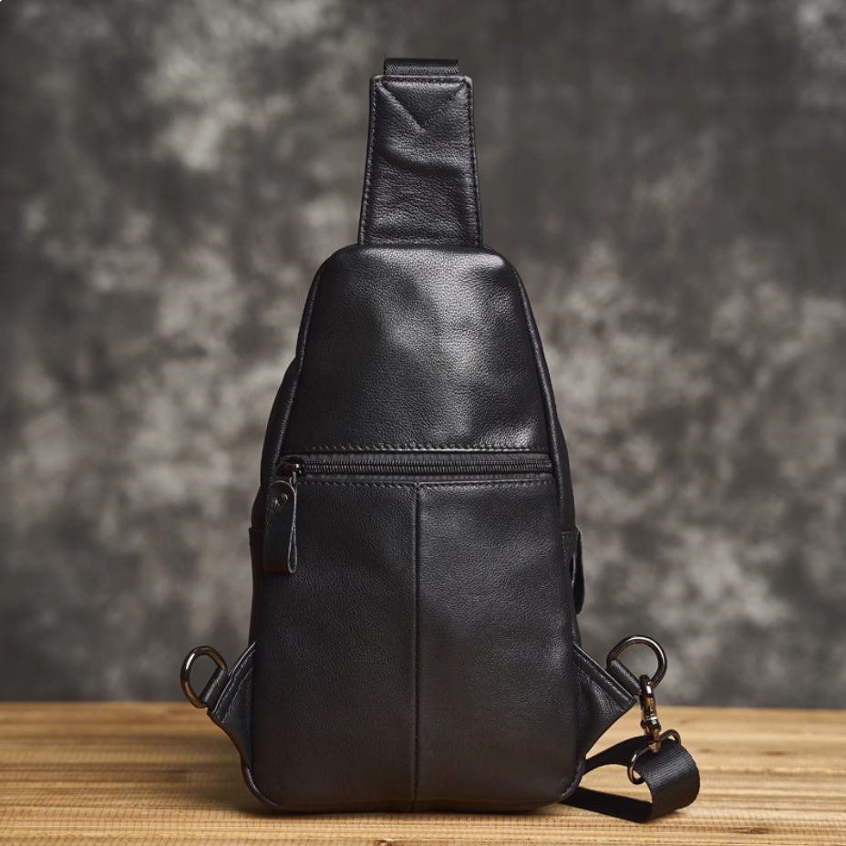 Men's cowhide chest bag 2025 new fashion versatile men's bag crossbody cowhide small bag leather chest bag tide