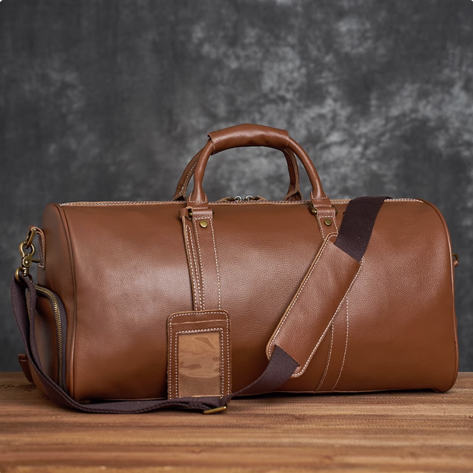New men's handbag large capacity leather luggage bag cowhide short trip bag shoulder crossbody bag