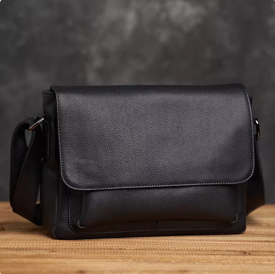 Original handmade leather shoulder bag men's simple crossbody bag cowhide small square bag retro cowhide bag