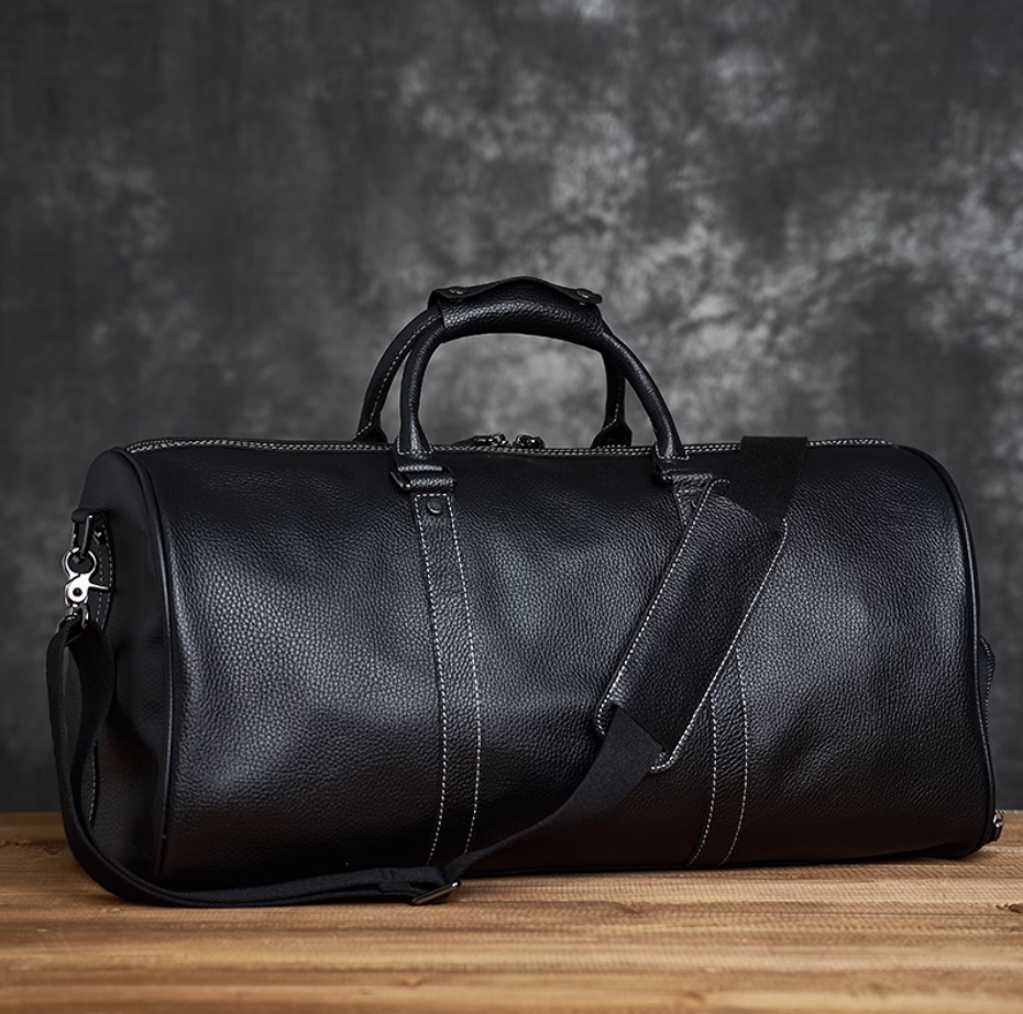 New men's handbag large capacity leather luggage bag cowhide short trip bag shoulder crossbody bag