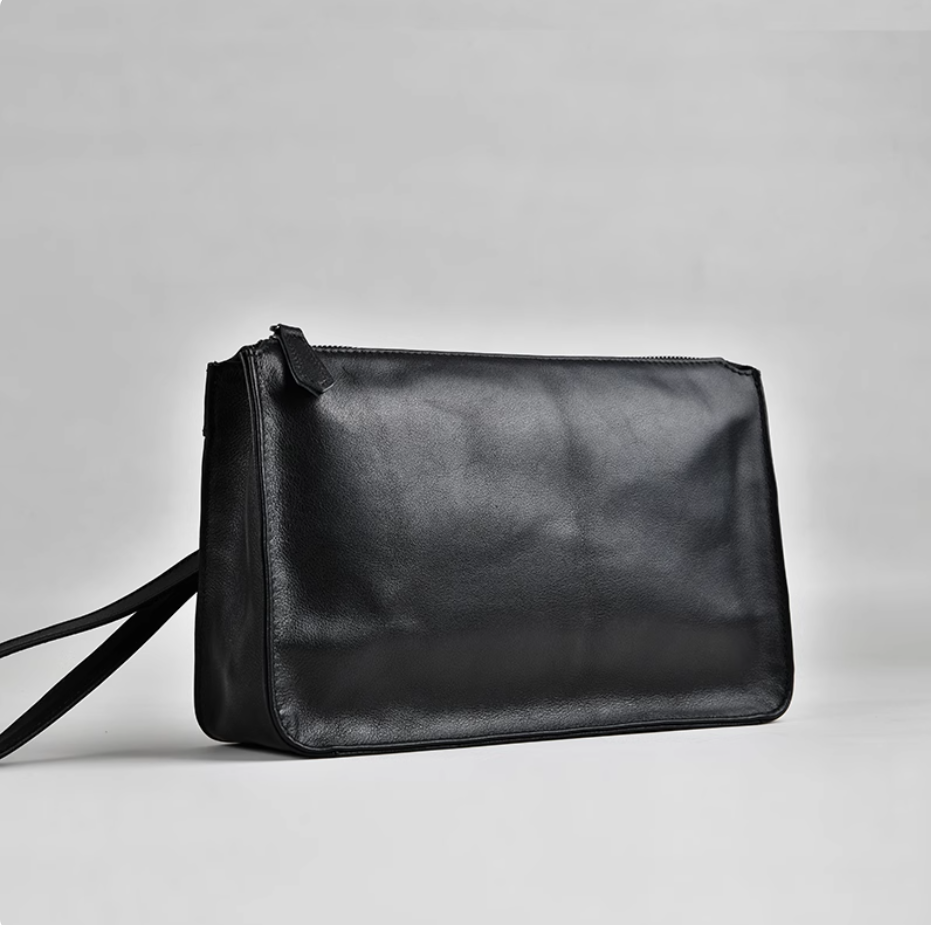 Men's handbag cowhide clip bag leather envelope bag mobile phone large-capacity leisure handbag soft leather clutch bag