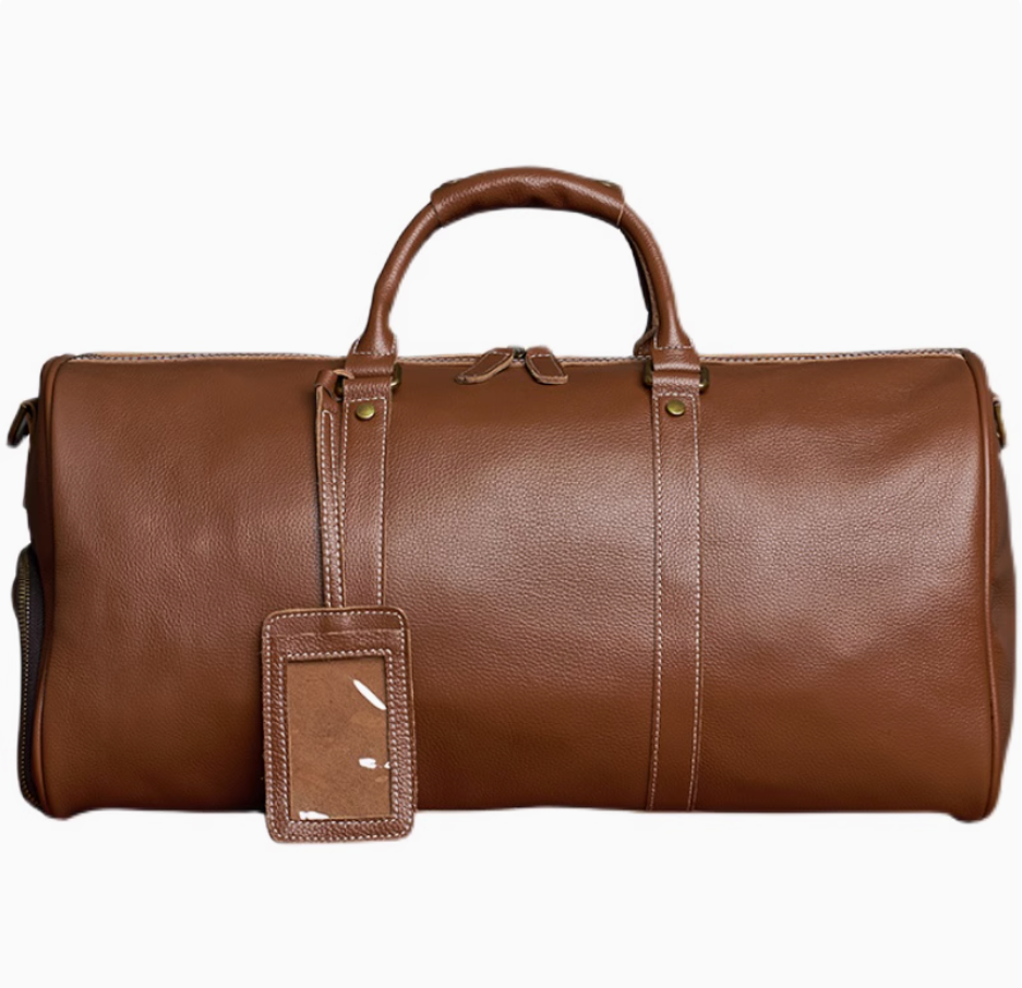 New men's handbag large capacity leather luggage bag cowhide short trip bag shoulder crossbody bag