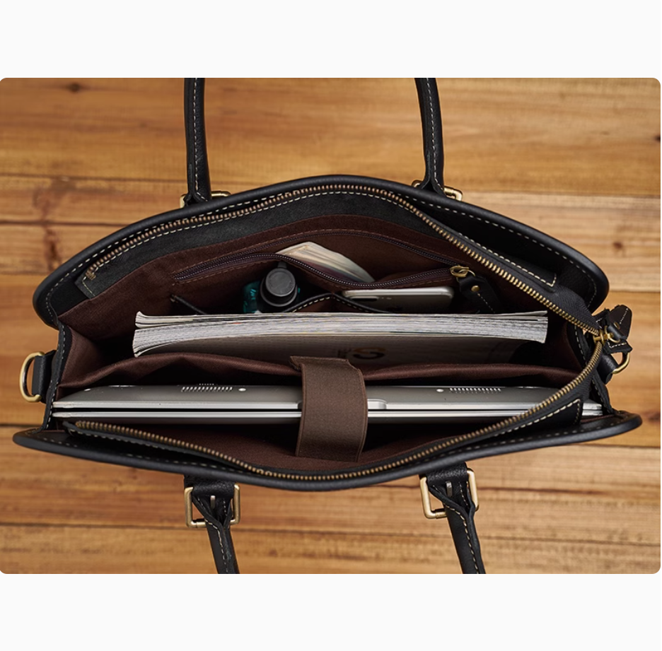 Men's Handbag Crossbody Briefcase Cowhide Computer Bag Genuine Leather Handmade Casual Business Workbag Crossbody Bag