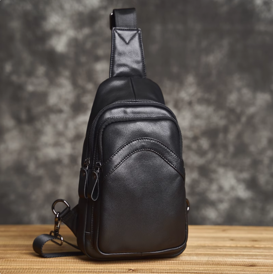Men's cowhide chest bag 2025 new fashion versatile men's bag crossbody cowhide small bag leather chest bag tide