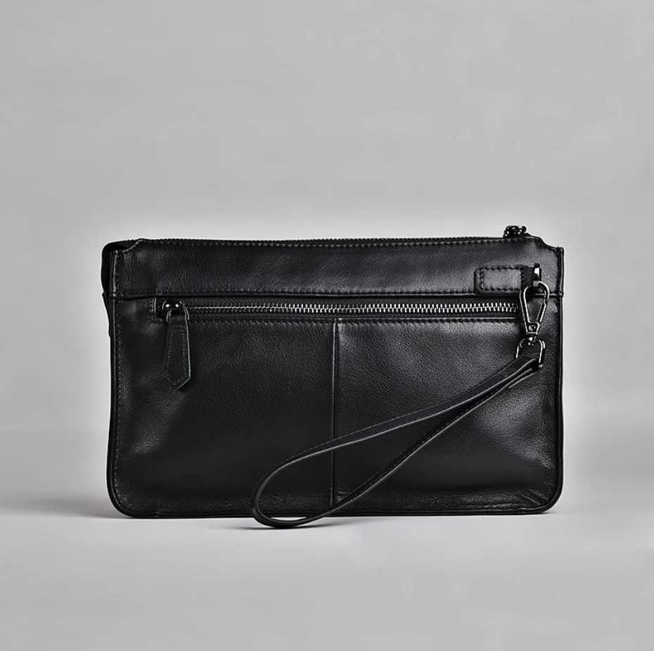 Men's handbag cowhide clip bag leather envelope bag mobile phone large-capacity leisure handbag soft leather clutch bag