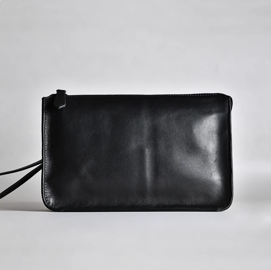 Men's handbag cowhide clip bag leather envelope bag mobile phone large-capacity leisure handbag soft leather clutch bag