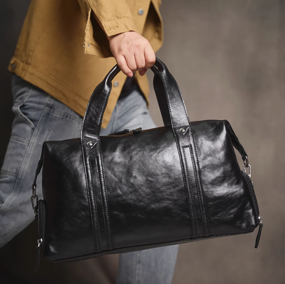 Men's leather travel bag large capacity handbag short trip travel luggage bag leisure shoulder crossbody tide
