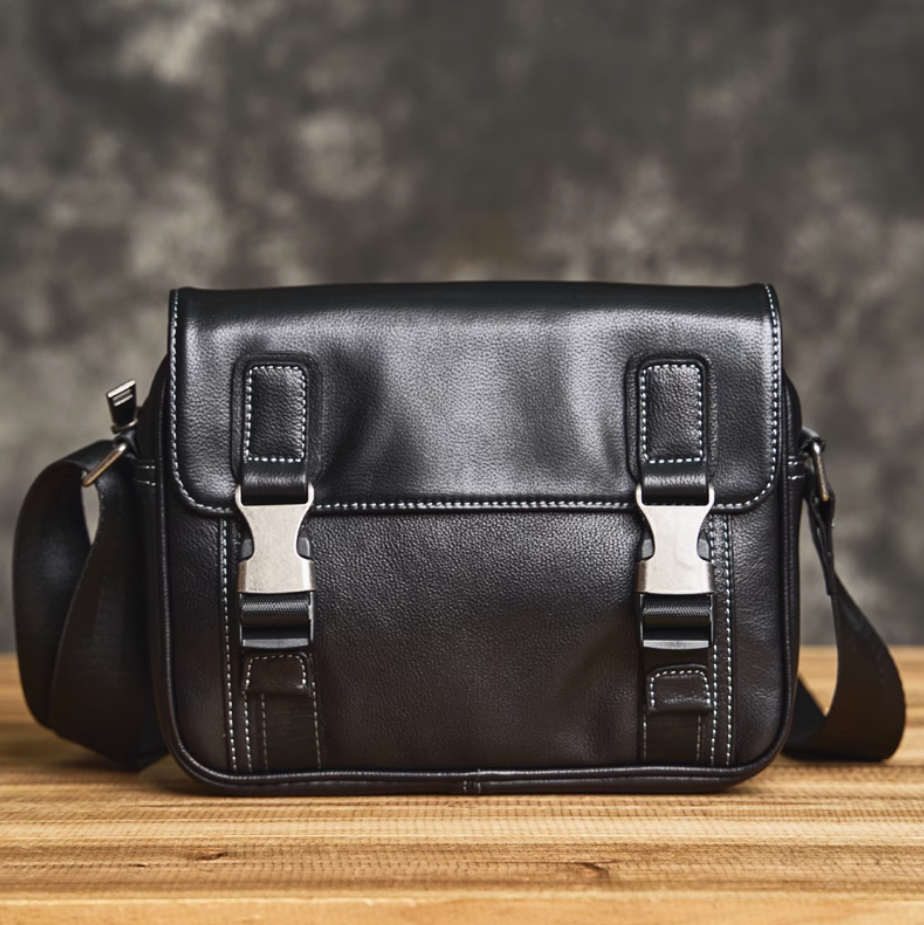 Men's Leather Crossbody Bag Cowhide Classic Premium Feeling Shoulder Bag Soft Leather Commuter Casual Crossbody Bag