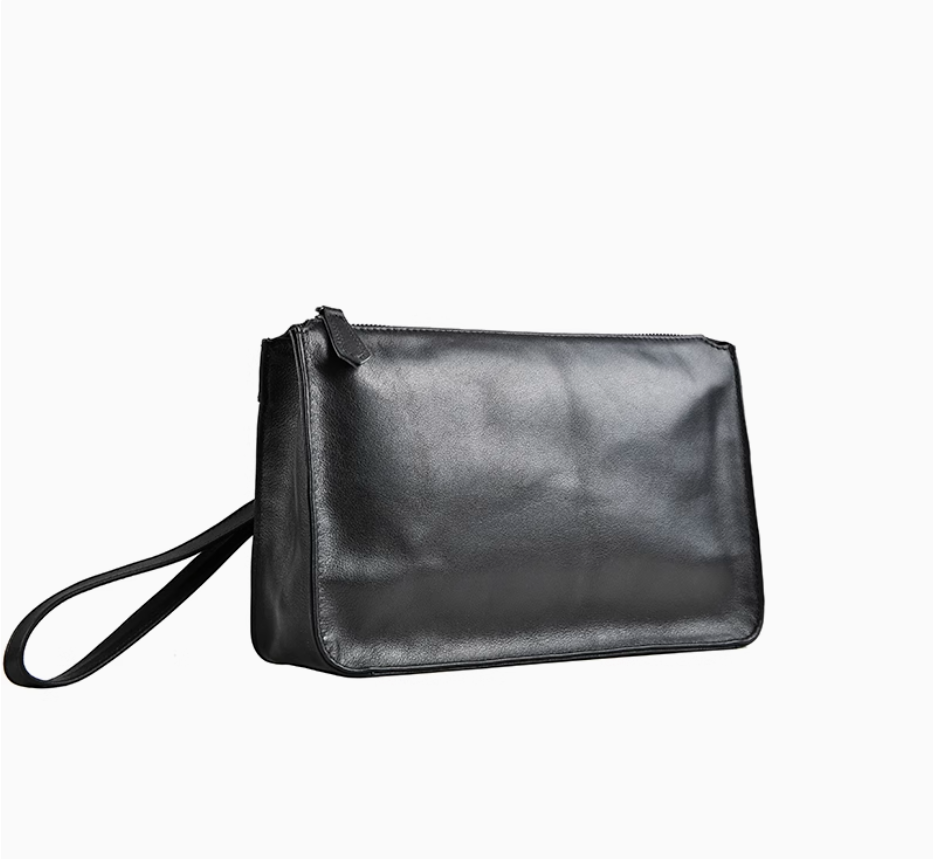Men's handbag cowhide clip bag leather envelope bag mobile phone large-capacity leisure handbag soft leather clutch bag