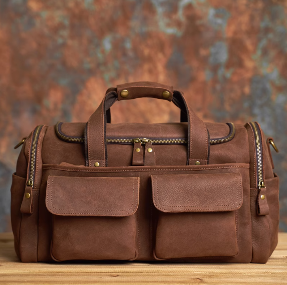 New men's leather retro luggage bag large capacity cowhide short trip bag fashion leisure crossbody bag