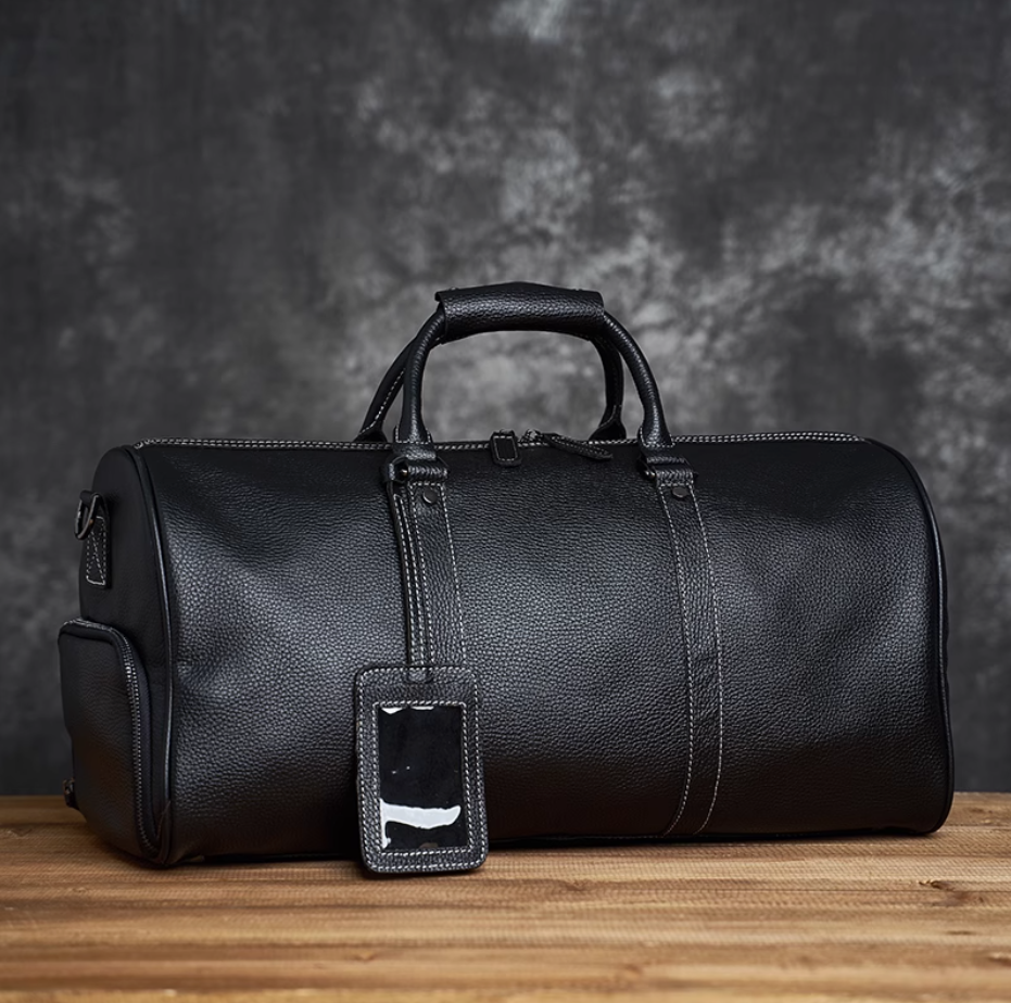 New men's handbag large capacity leather luggage bag cowhide short trip bag shoulder crossbody bag