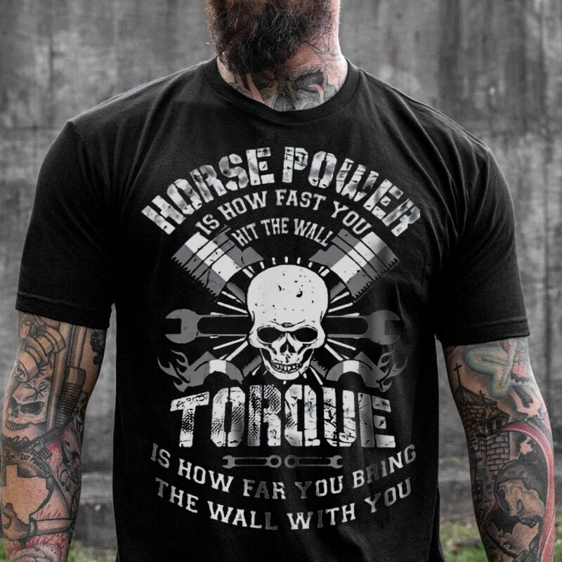 Fashion dumbbell skull print casual men's short-sleeved T-shirt