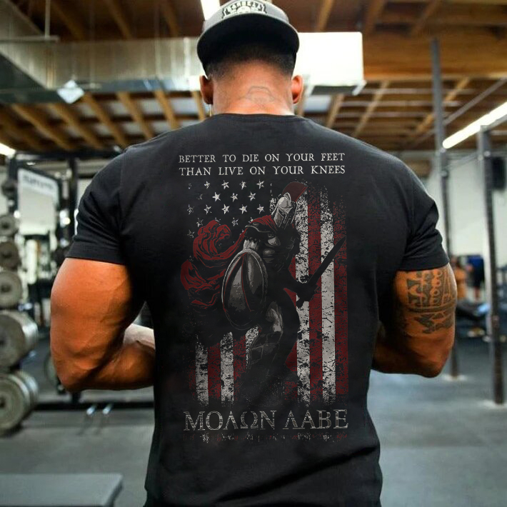 Casual American Flag Warrior Print Men's Short Sleeve T-shirt