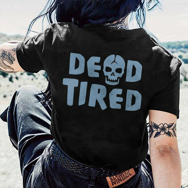 Tired Skull Print Women's T-Shirt