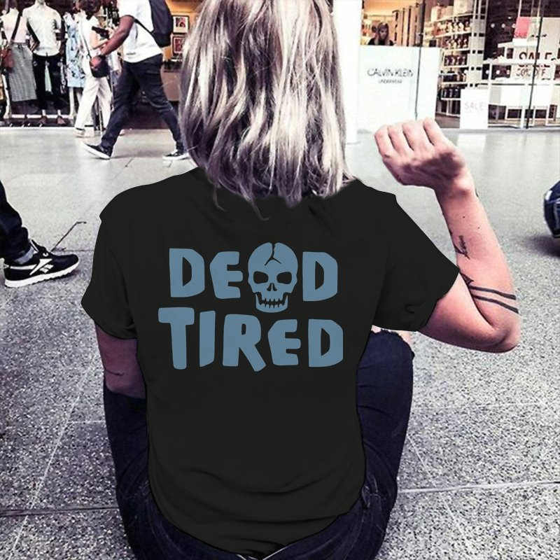 Tired Skull Print Women's T-Shirt