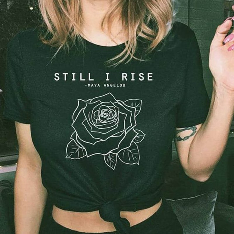 Alphabet Rose Print Women's T-Shirt