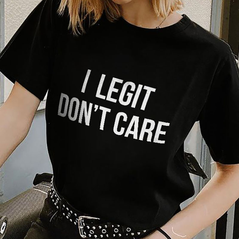 Round Neck Ladies Versatile Letter Print T-Shirt