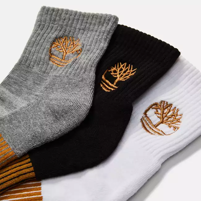 Men's Newmarket Village 3-Pack Yellow Boot Logo Shortie Crew Socks