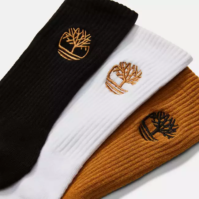 Men's Newmarket Village 3-Pack Yellow Boot Logo Crew Sock