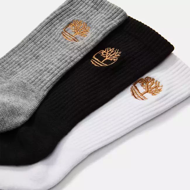 Men's Newmarket Village 3-Pack Yellow Boot Logo Crew Socks