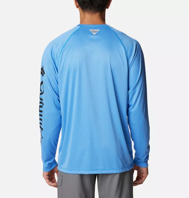 Men's PFG Terminal Tackle™ Heather Long Sleeve Shirt Hyper Blue Heather,Black Logo